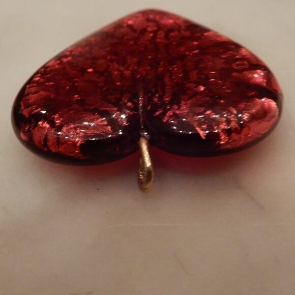 Glass and Foiled Red Heart Pendant - Picture 3 of 3